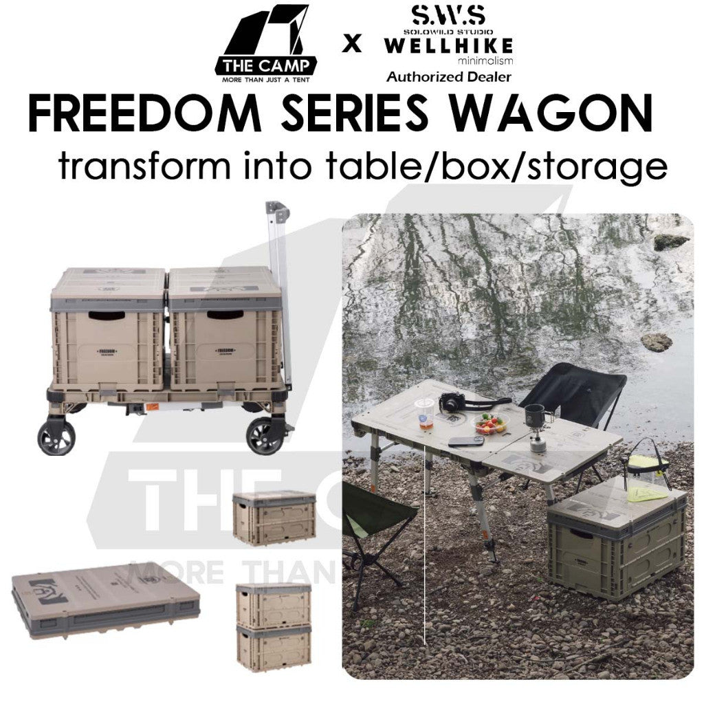 Camping Dog 3 in 1 Wagon Trolley Table Storage Box with Side Expansion 150kg Max Load Adjustable Table