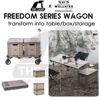 Camping Dog 3 in 1 Wagon Trolley Table Storage Box with Side Expansion 150kg Max Load Adjustable Table