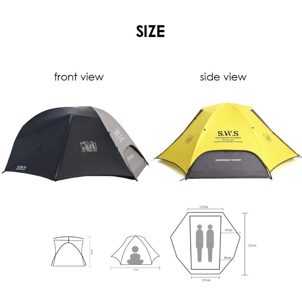 Wellhike SWS Mountain Ridge 2 Pax Tent Person Hiking Lightweight Double Layer with Mesh Outdoor Camping Solo Khemah
