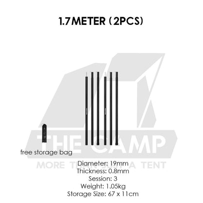 Naturehike Flysheet Pole 2pcs Set Camping Outdoors Tarp Door Tent Poles 1.7m 1.9m 2.1m 2.4m Awning Tiang CNK2550PJ010