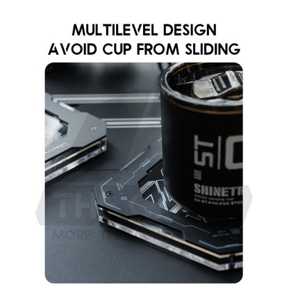 Shinetrip Cup Coaster Anti Hot Aluminium + Acrylic Outdoor Camping Anti Scratch Table Protector Tactical Style A560