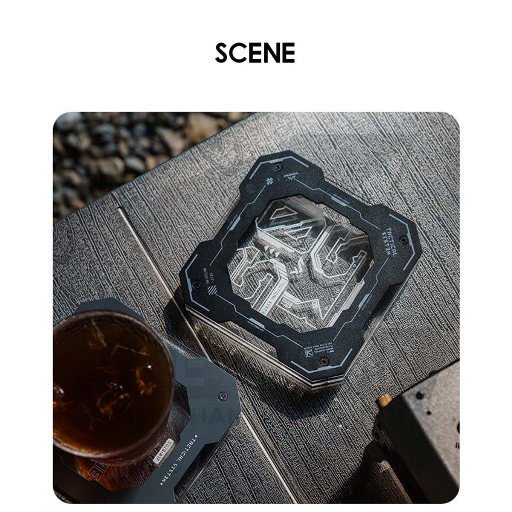 Shinetrip Cup Coaster Anti Hot Aluminium + Acrylic Outdoor Camping Anti Scratch Table Protector Tactical Style A560