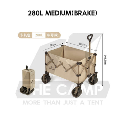 Naturehike JL Wagon Trolley Outdoor Camping Cart with Brake 10cm Thick Wheel 140L 280L 340L 385L 450L Black CNK2450JJ017