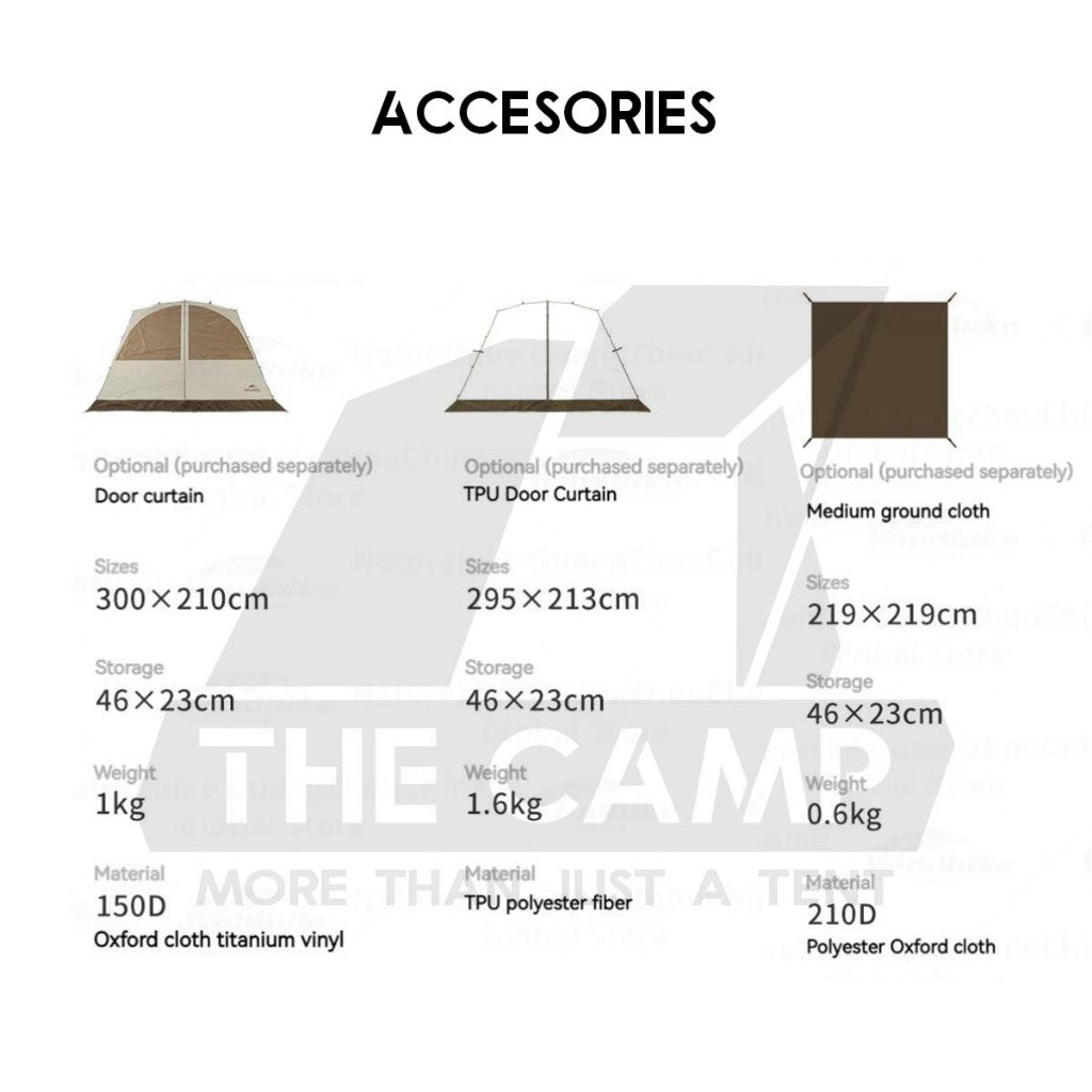 Naturehike Auto Dome Shelter Accessories Tarp Inner Tent Extension Flysheet Door Mesh TPU Cloth Groundsheet CNK230WS014