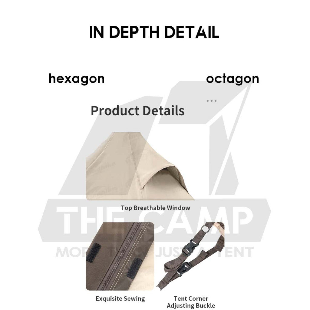 Naturehike Ranch Pyramid Teepee Tent Hexagon Octagon Outdoor Camping Free Groundsheet PU3000 Khemah NH20ZP013 NH20ZP014