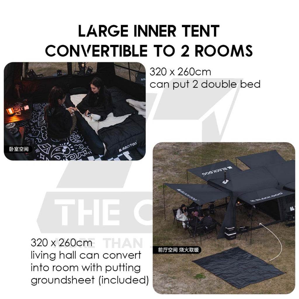 Blackdog SpaceX Auto Tent Starship Automatic Quick Open Extra Large 700x320cm Village Khemah Besar Hitam CBD2450WS051