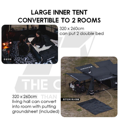 Blackdog SpaceX Auto Tent Starship Automatic Quick Open Extra Large 700x320cm Village Khemah Besar Hitam CBD2450WS051