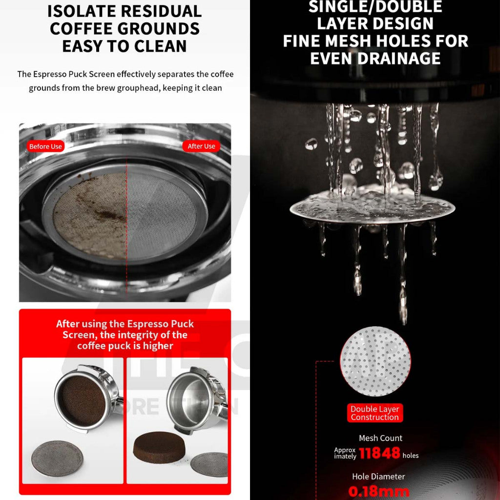 MHW-3BOMBER Paper Filter / Espresso Puck Screen Double Layer 58mm Metal Coffee Reusable Filter for Portafilter Basket