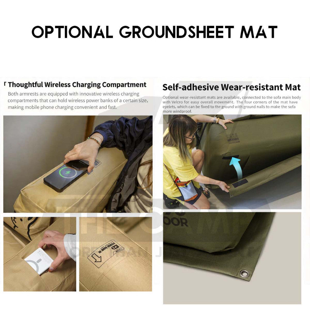 CC Inflatable Air Sofa Single /  Double Day Dream Outdoor Camping Optional Groundsheet Mat Leisure Inflation Lazy Bed