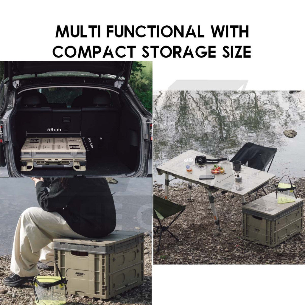 Camping Dog 3 in 1 Wagon Trolley Table Storage Box with Side Expansion 150kg Max Load Adjustable Table
