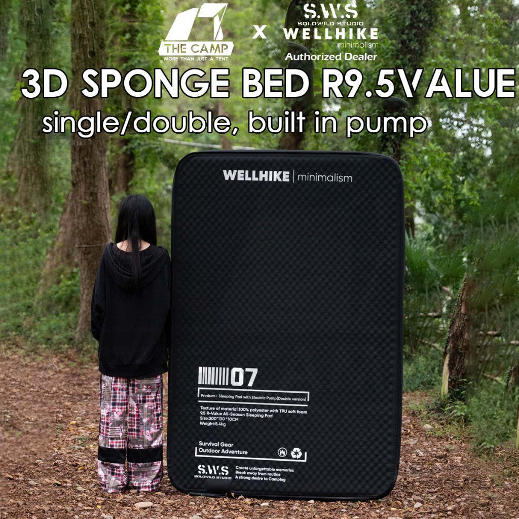 Wellhike SWS 3D Sponge Bed 10cm R Value 9.5 Outdoor Camping 10cm Sponge 3D Mattress Bed Katil Tilam