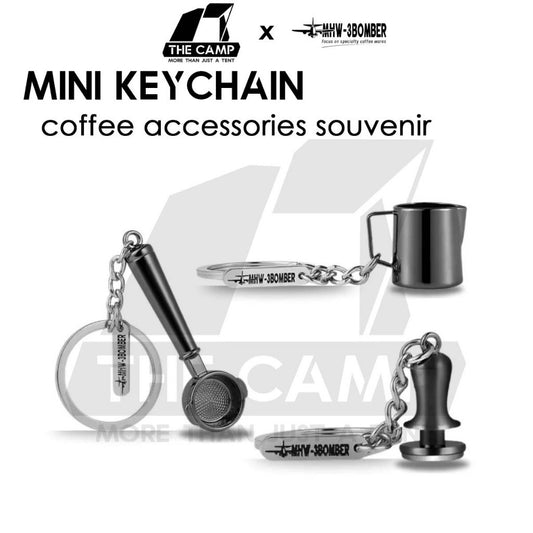 MHW-3BOMBER Keychain Coffee Accessories Milk Pitcher Espresso Tamper Mini Souvenir Key Chain