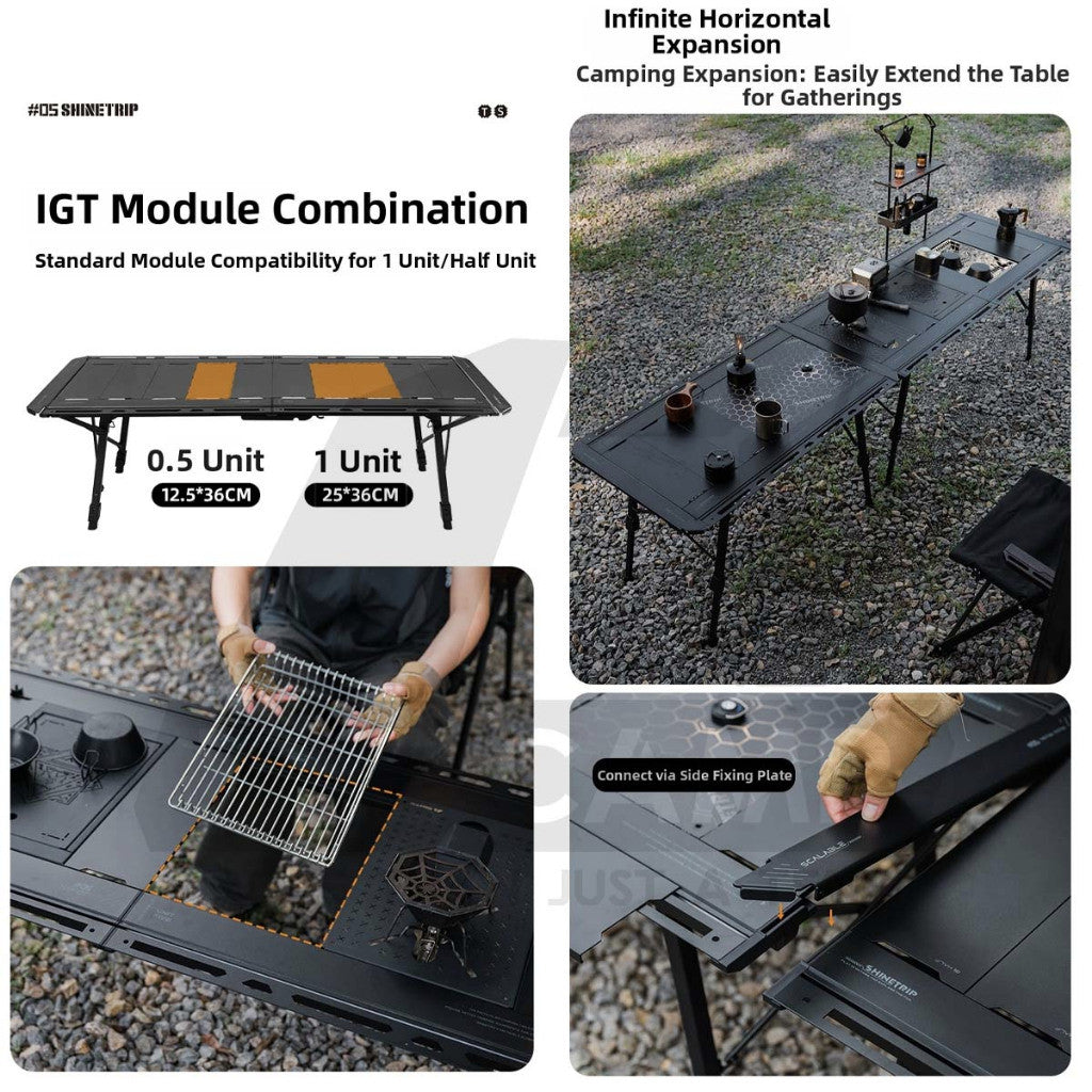 Shinetrip Tuoyu Tactical IGT Table 3.5 /  5 unit  Adjustable Height Expandable Side Outdoor Camping Modular Meja A584