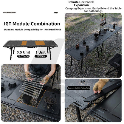 Shinetrip Tuoyu Tactical IGT Table 3.5 /  5 unit  Adjustable Height Expandable Side Outdoor Camping Modular Meja A584