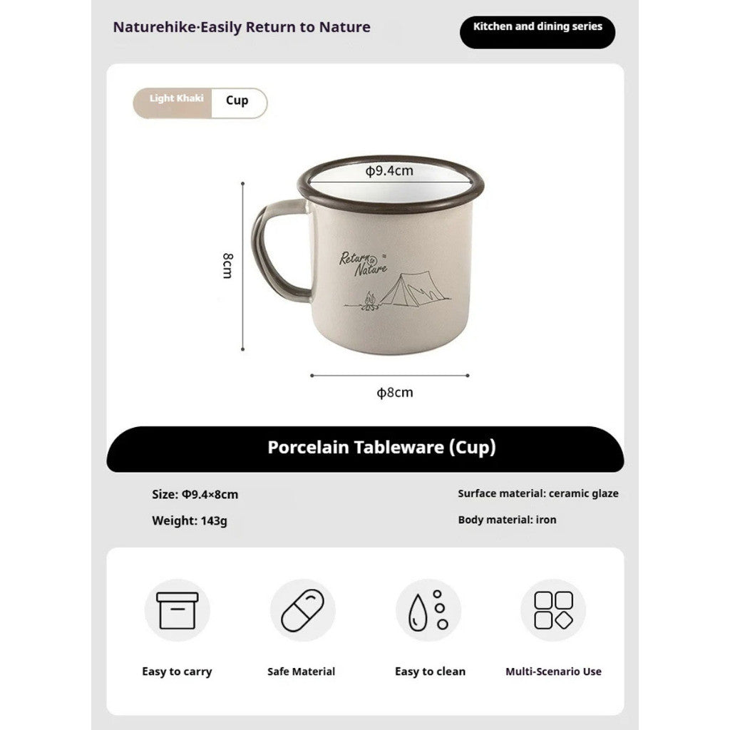 Naturehike Enamel Tableware Bowl Plate Cup Mug Outdoor Camping Cookware Limited Edition NH20SJ030