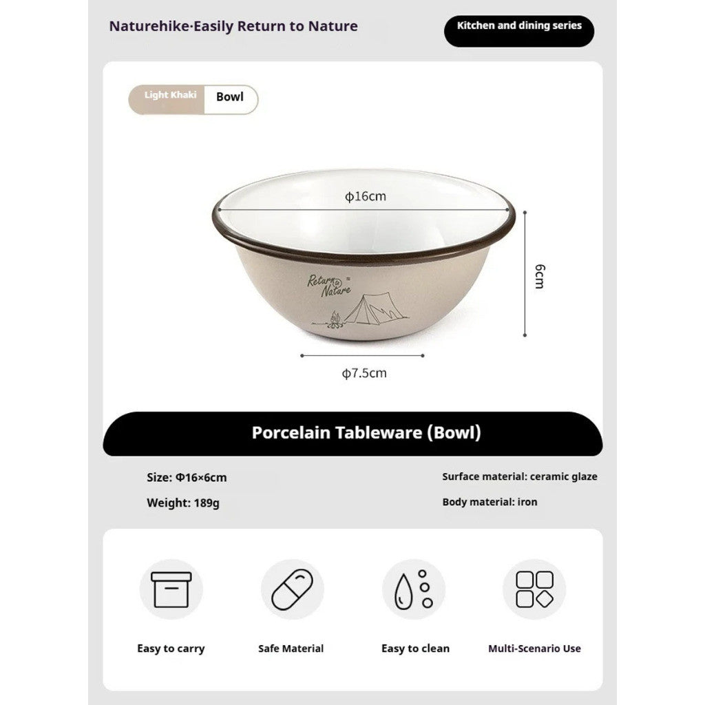 Naturehike Enamel Tableware Bowl Plate Cup Mug Outdoor Camping Cookware Limited Edition NH20SJ030