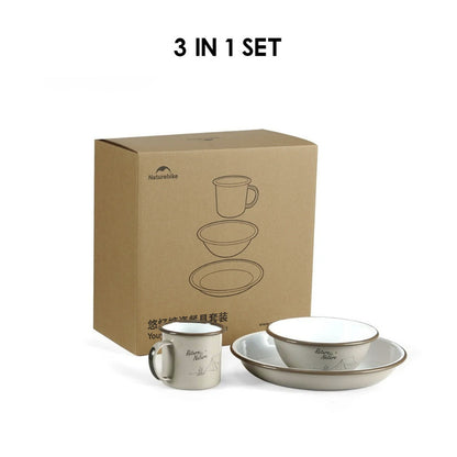 Naturehike Enamel Tableware Bowl Plate Cup Mug Outdoor Camping Cookware Limited Edition NH20SJ030