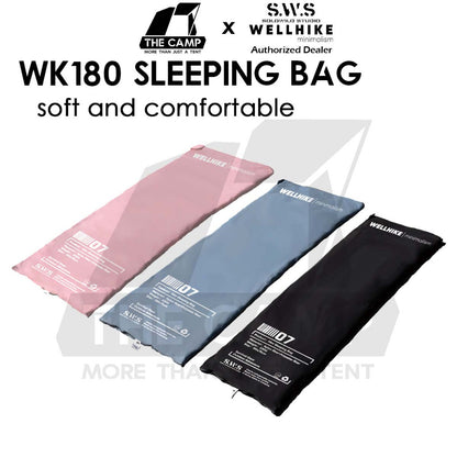 Wellhike SWS Envelope Sleeping Bag Lightweight Splashproof Washable Outdoor Camping Bed Comforter Blanket Black Pink