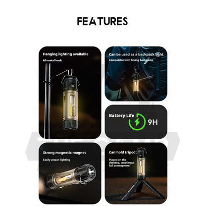 Blackdog ZM035 Camping Light with Torch Flashlight Atmosphere Magnetic Tactical Lamp Hanging Tripod Lampu CBD2550ZM035