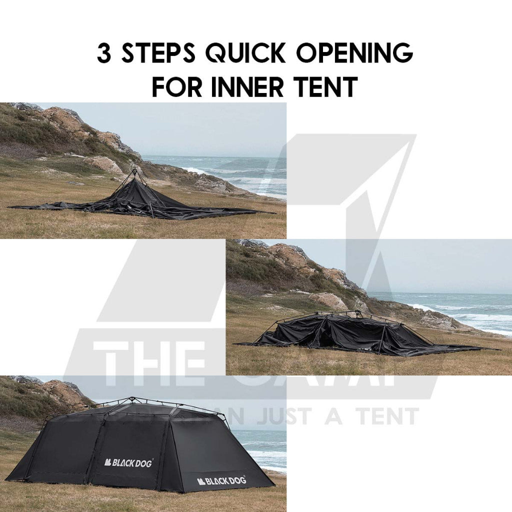 Blackdog SpaceX Auto Tent Starship Automatic Quick Open Extra Large 700x320cm Village Khemah Besar Hitam CBD2450WS051