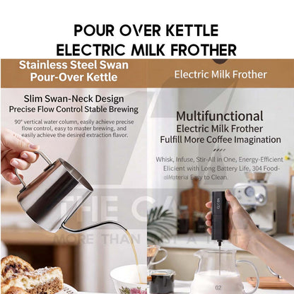 Cliton Pour Over Coffee Set Entry Level Gift Set 8 in 1 Drip Coffee Maker Dripper Set Barista Grinder Kettle CL-CFS04