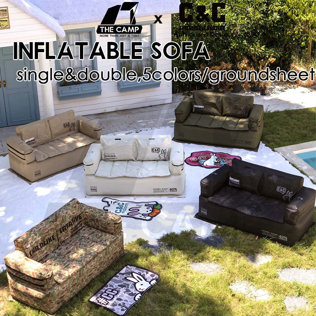 CC Inflatable Air Sofa Single /  Double Day Dream Outdoor Camping Optional Groundsheet Mat Leisure Inflation Lazy Bed