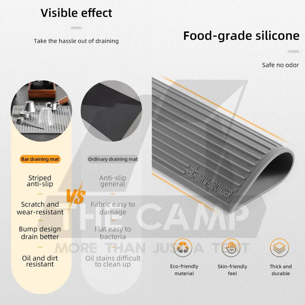 MHW-3BOMBER Coffee Bar Silicone Dish Drying Pad Mat Rubber Draining Cafe Barista Coaster Anti Slip