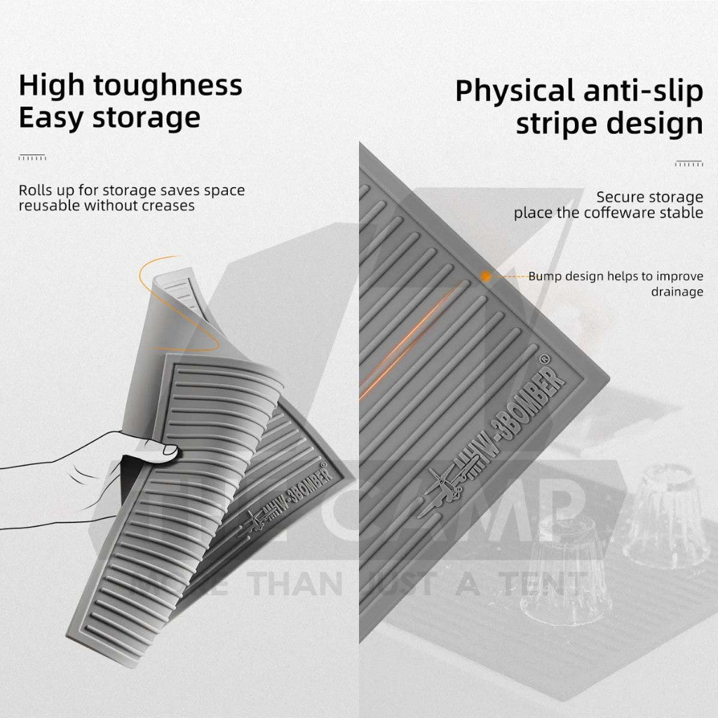 MHW-3BOMBER Coffee Bar Silicone Dish Drying Pad Mat Rubber Draining Cafe Barista Coaster Anti Slip