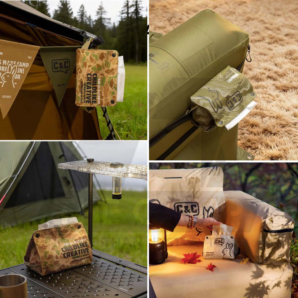 CC Double Layer Tissue Box Cover Outdoor Camping Accessories Picnic Hiking Fishing Home Use