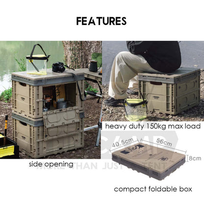Camping Dog 3 in 1 Wagon Trolley Table Storage Box with Side Expansion 150kg Max Load Adjustable Table