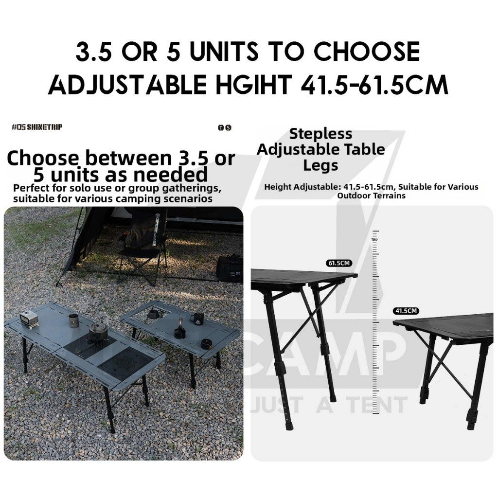 Shinetrip Tuoyu Tactical IGT Table 3.5 /  5 unit  Adjustable Height Expandable Side Outdoor Camping Modular Meja A584
