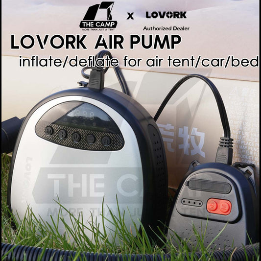 Lovork Air Pump High Pressure High Low Volumn Dual Pump Design Battery Pack Air Tent Bed SUP Boat Swimming Pool Car