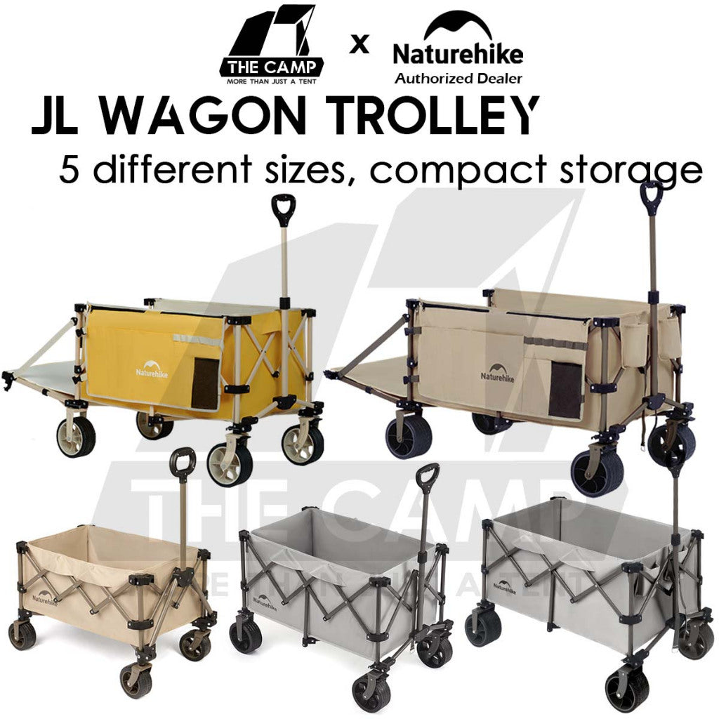 Naturehike JL Wagon Trolley Outdoor Camping Cart with Brake 10cm Thick Wheel 140L 280L 340L 385L 450L Black CNK2450JJ017