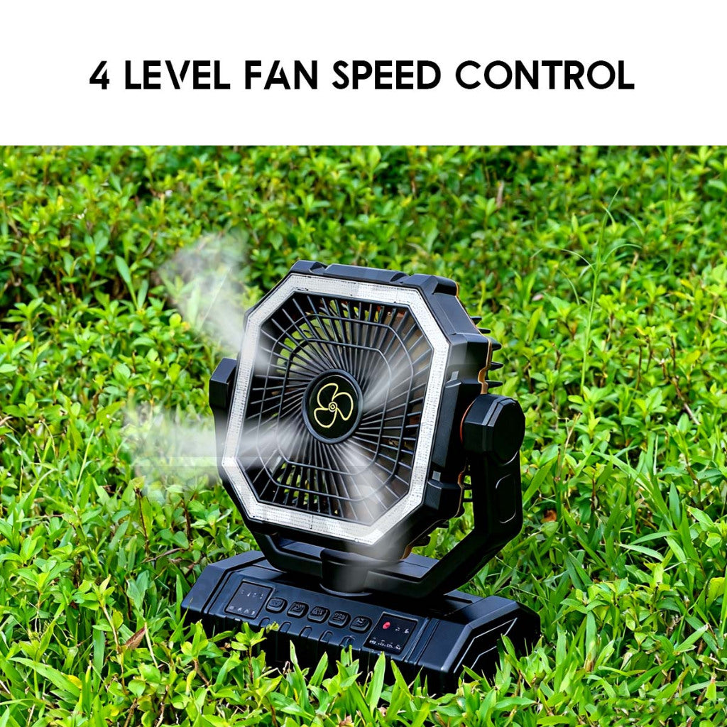 X11 Camping Fan 20000mah with Remote Control Portable Camping Rotate Oscillating Kipas with LED Light Hanging Desktop