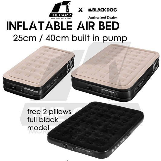 Blackdog Inflatable Air Bed 25cm 40cm Built in Pump Single Double Black Mattress Inflatable CBD2550WS037 CBD2550WS040