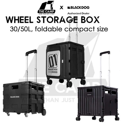 Blackdog 30L / 50L Wheel Storage Box Telescopic Handle Foldable Shopping Cart Camping Wagon Trolley Compact CBD2550XB016