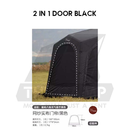 Vidalido Star Island Air Dome Accessories Door Cloth 2 in 1 Mesh Connector PU2000 Silver Coated Black Brown Khaki