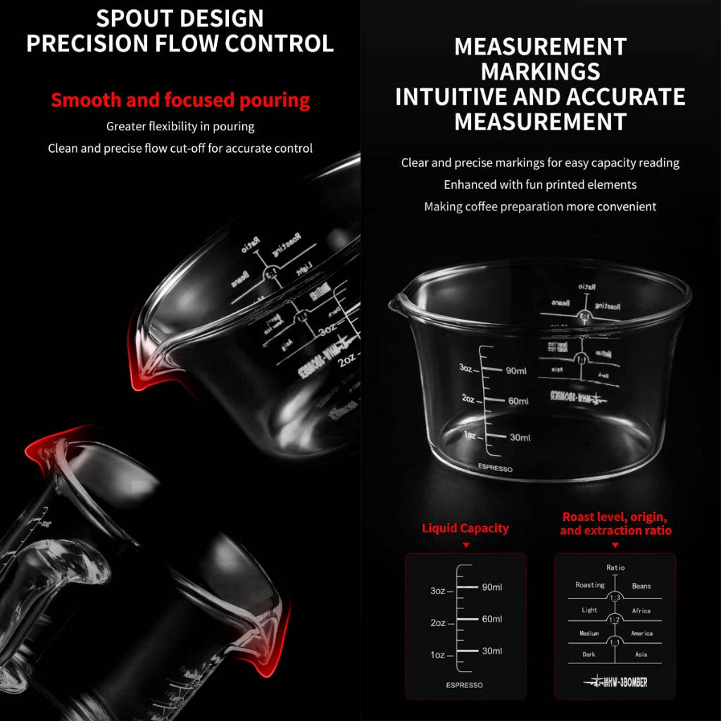 MHW-3BOMBER Measuring Cup Glass Stainless Steel Black with Scale Measure Jug 100ml 120ml
