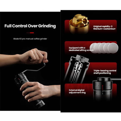 MHW-3BOMBER Racing M1 / R3 Manual Coffee Grinder 6 / 7 Core Blade Internal / External Adjustable Setting for Espresso