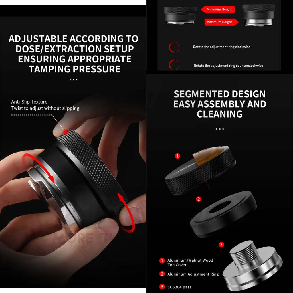 MHW-3BOMBER CD Series / Macaron Series Tamper & Distributor 58mm Black Wood Espresso Machine