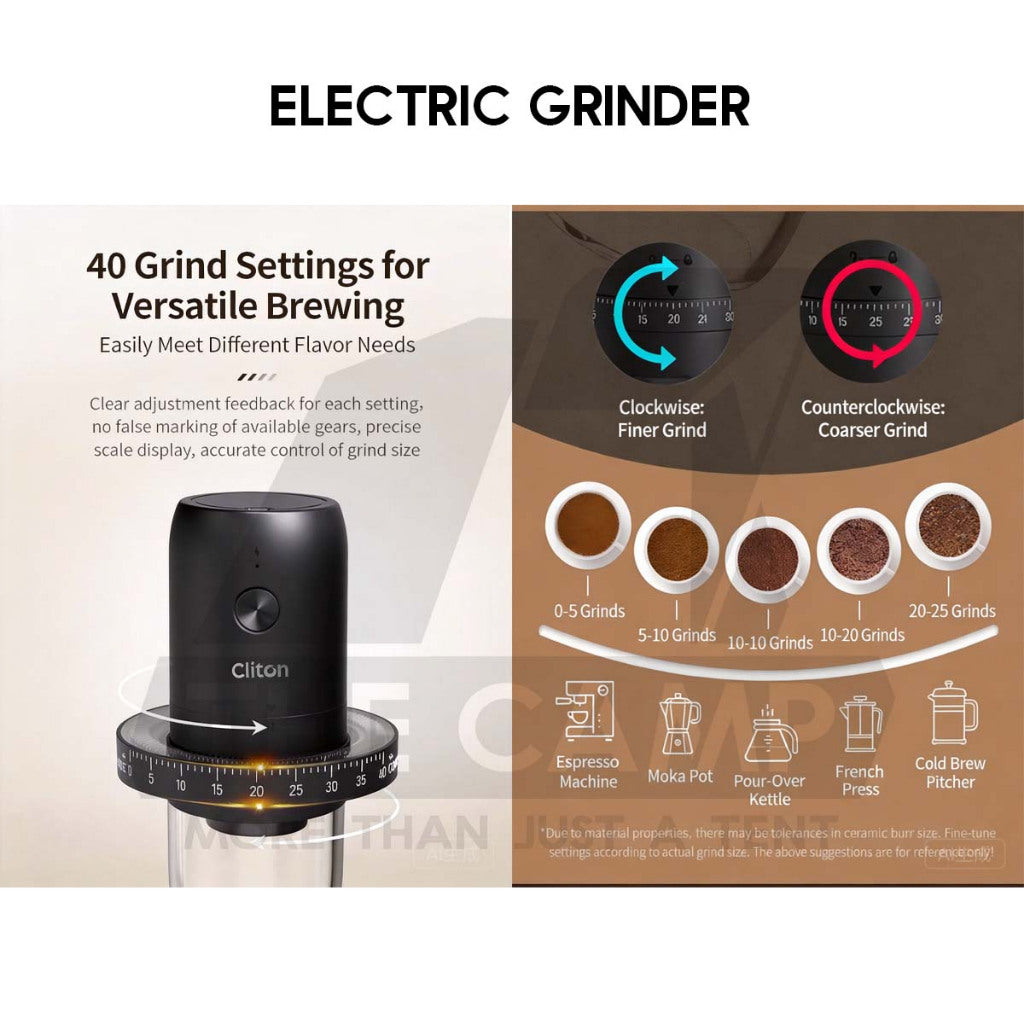 Cliton Expresso Coffee Maker Machine Set with Wood Stand Auto Grinder Capsule Ground Powder 2 in 1 20Bar CL-CFS27