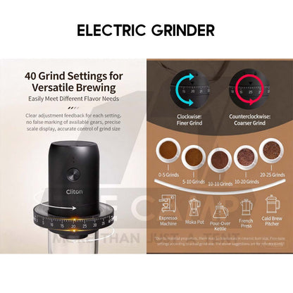 Cliton Expresso Coffee Maker Machine Set with Wood Stand Auto Grinder Capsule Ground Powder 2 in 1 20Bar CL-CFS27