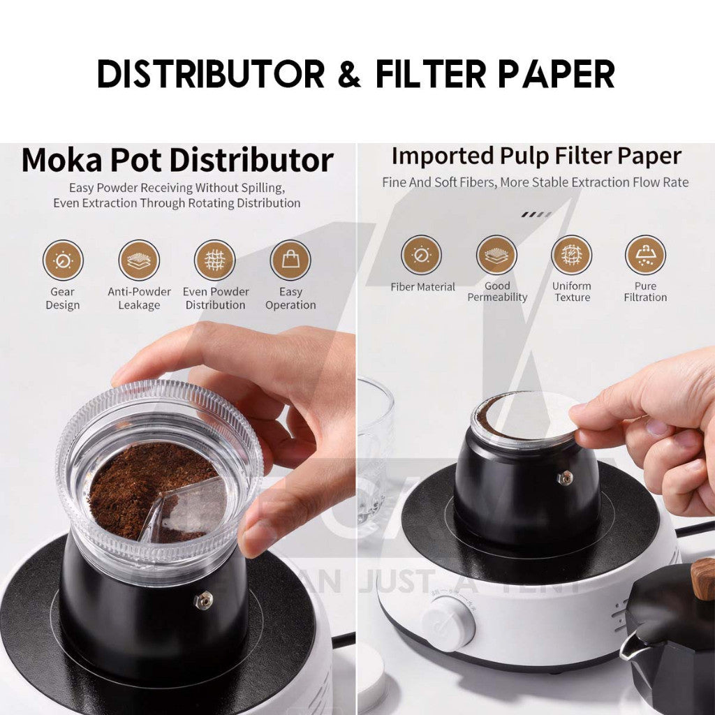Cliton Moka Coffee Set with Electric Stove Heater Cup Filter Gift Box Italian Espresso Mocha Pot CL-CFS11