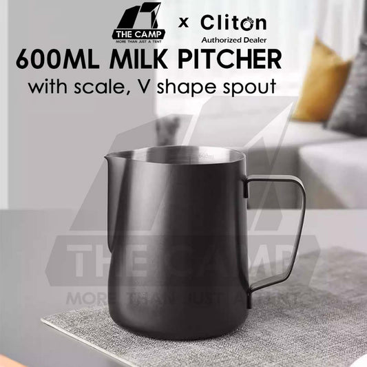 Cliton 600ml Black Milk Pitcher Steaming & Frothing Stainless Steel Coffee Latte Art Cup Coffee Pitcher