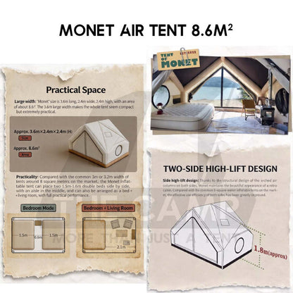 CC Monet 8.6 Inflatable Air Tent Retro Vintage Style Whimsical Outdoor Camping Pump Khemah Angin