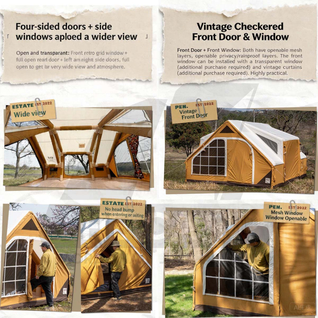 CC Estate 14.6 Inflatable Air Tent Inflatable Air Tent Retro Vintage Style Whimsical Outdoor Camping Pump Khemah Angin