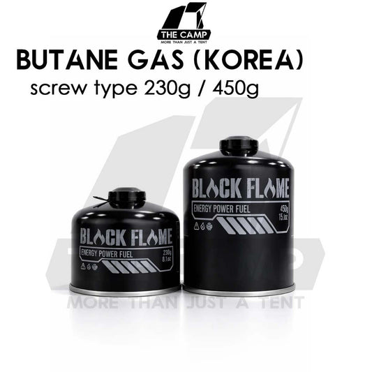 Black Flame Butane Gas Cartridge 230g or 450g Screw Type (Made in Korea) Outdoor Camping Hiking EN417