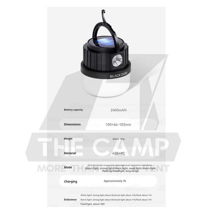 Blackdog Camping Light with Solar Charging Spot Light Flash Lamp Outdoor Camping Lantern Lampu CBD2550ZM031