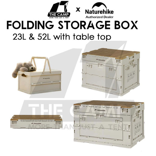 Naturehike Camping Folding Storage Box 23L 52L 25L with Top Handle Wood Base Outdoor Sport Family Hiking CNK2450XB020