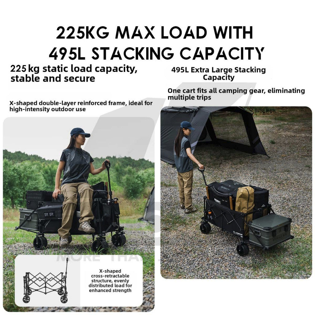Shinetrip Wagon All Terrain Trolley Cart Expandable Thickwheel with Brake Side Pocket Detachable Wheel A605